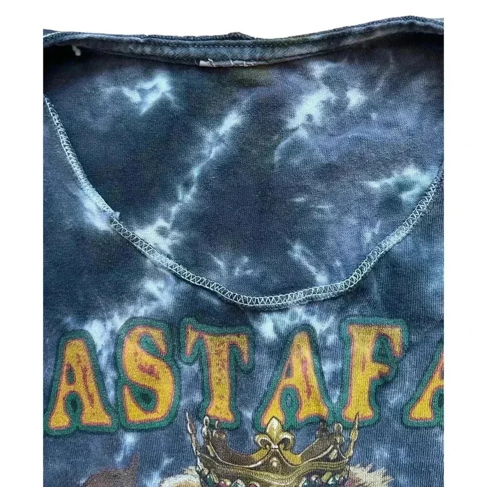 Vintage Rastafari Lion Men's Tie Dye Reggae T-Shirt Cut Collar 2XL/3XL - Picture 4 of 7